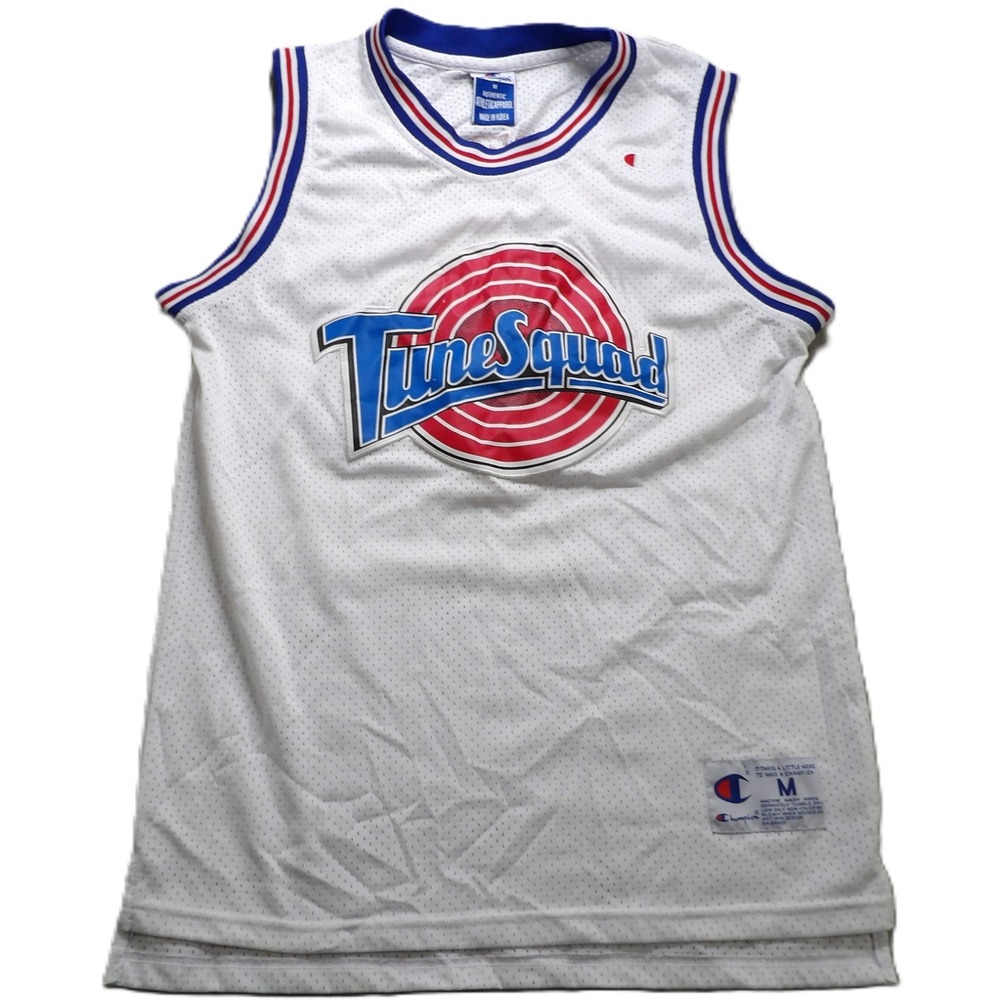 VTG 90s Champion Tune Squad TS Jordan 23 Space Jam White Basketball Jersey Men M